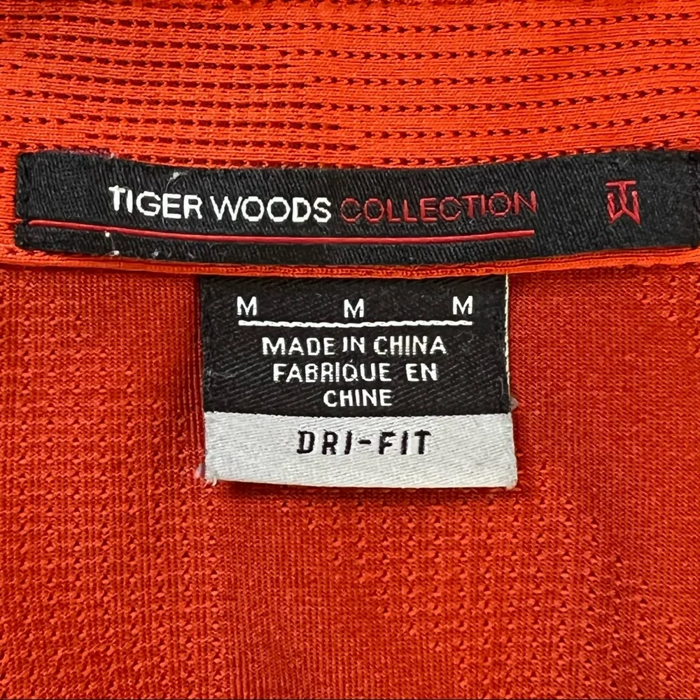 Nike Tiger Woods Collection Dri-Fit Golf Polo Orange With Geometric Prin…